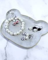 Ivory Simulated Pearl & Rhinestone Beaded Stretch Bracelet, Bracelet, $ 25.00, A Moment Of Now™